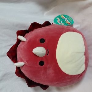 8" Squishmallows - Tristan the Triceratops, Red, NWT